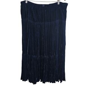 Vintage Blue Velvet Skirt Womens 1X Tisa 90s Maxi Whimysgoth Fairy Tiered Goth